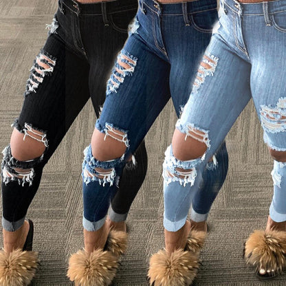 best Explosion style ripped denim women trousers Pants shop online at M2K Trends for