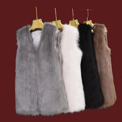 best Fashion Faux Fur Winter Sleeveless Slim Vest Jackets Coat Women Ladies Outerwear Warm Short Furry Teddy Bear Waistcoat Warmmer shop online at M2K Trends for