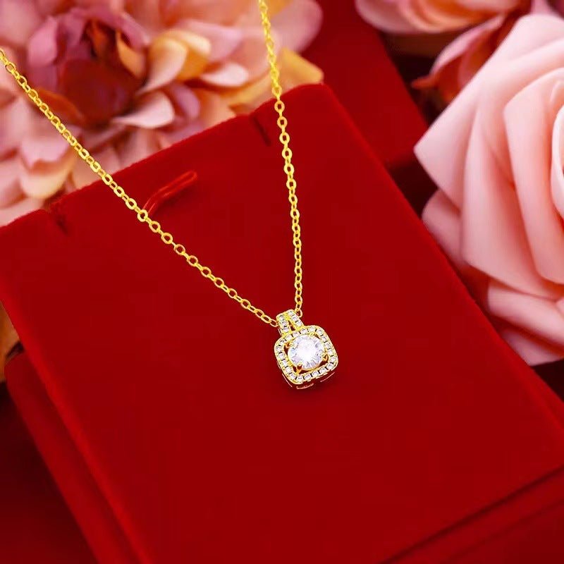 best Fashion Jewelry Set Zircon Gem Pendant Chain Choker Necklace For Women Gold Color Stud Earring Statement Wedding Ring gifts shop online at M2K Trends for gift