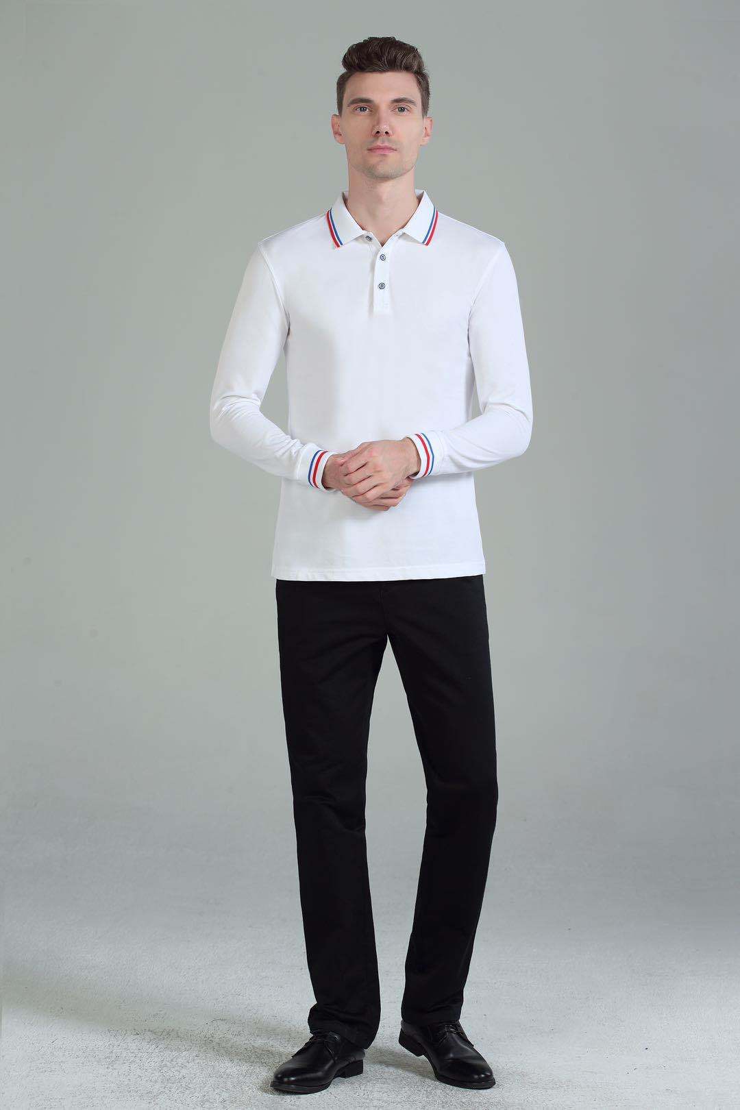 best Fashion Men's Long-sleeved Lapel Mercerized Cotton T-shirt T-Shirt shop online at M2K Trends for