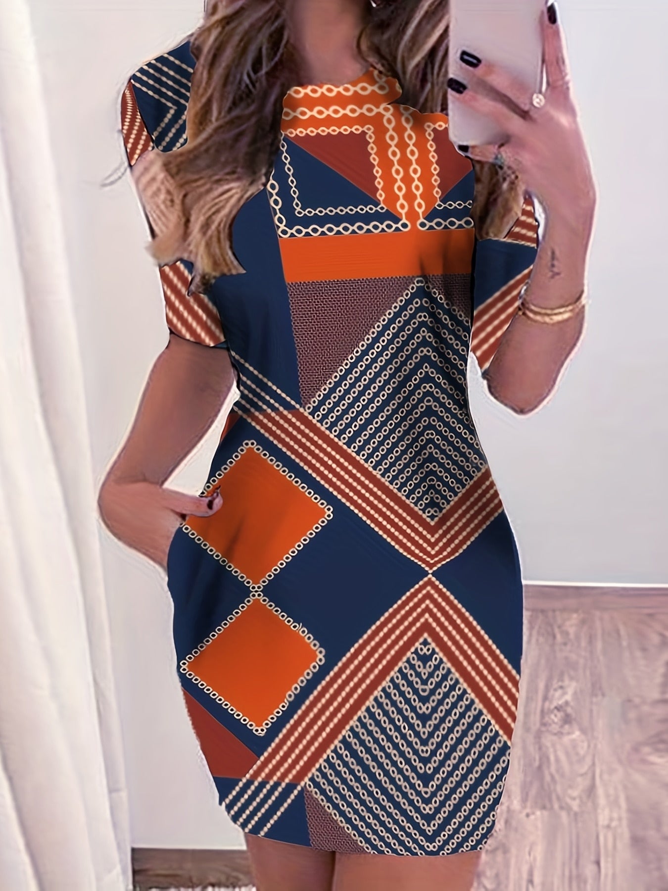 best Fashion new casual ladies dress print pattern short-sleeved slim round neck dress ladies spring and autumn short dress Printed dress shop online at M2K Trends for #Fashion #CasualDress #PrintPattern #ShortSleeve #SlimFit #RoundNeck #SpringFashion #AutumnFashion #GTAFashion #TorontoFashion #CanadianFashion #NaturalWaistline #SexyStyle #OnlineShopping