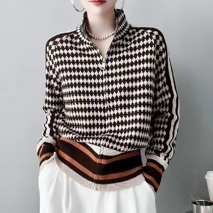 best Fashion Plaid Sweater Sweater Coat 0 shop online at M2K Trends for