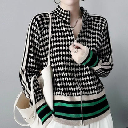 best Fashion Plaid Sweater Sweater Coat 0 shop online at M2K Trends for