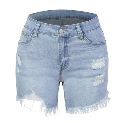 best Fashion Ripped Fringed High Stretch Denim Shorts Women 0 shop online at M2K Trends for