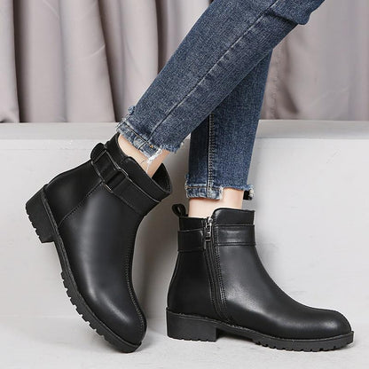 best Fashion Women Shoes Round Toe Leather Ankle Boot Women Fashion New Ladies High Heels Autumn Winter Thick Heel Boot For Lady 0 shop online at M2K Trends for