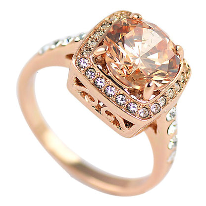 best Fashion Women's Square Gemstone Citrine Zircon Ring 0 shop online at M2K Trends for