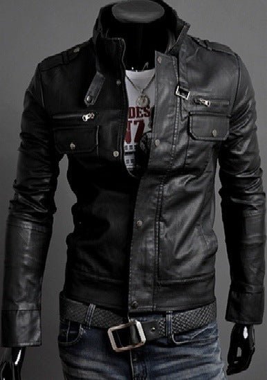 best Fashionable Men's Stand Collar Motorcycle Leather Jacket 0 shop online at M2K Trends for