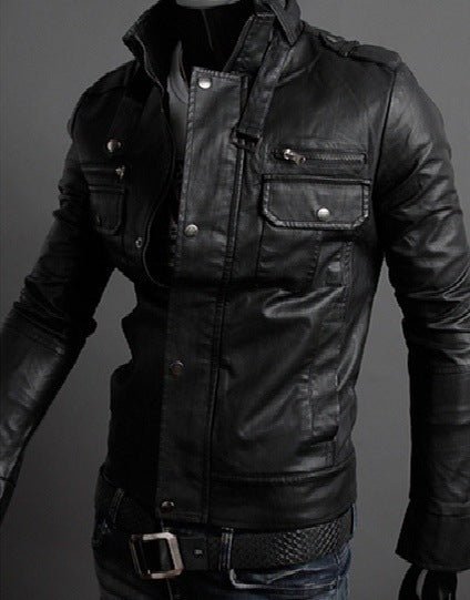 best Fashionable Men's Stand Collar Motorcycle Leather Jacket 0 shop online at M2K Trends for