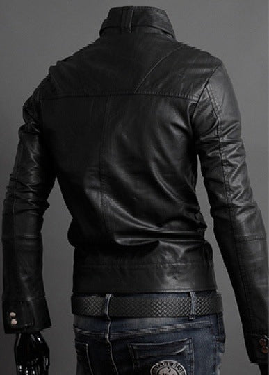 best Fashionable Men's Stand Collar Motorcycle Leather Jacket 0 shop online at M2K Trends for