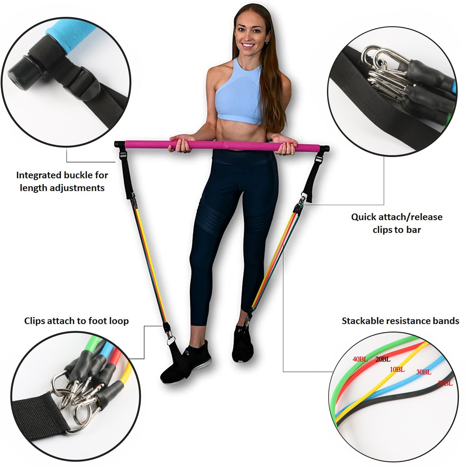 best Fitness Yoga Pilates Bar Portable Gym Accessories Sport Elastic Bodybuilding Resistance Bands For Home Trainer Workout Equipment Gym equipment shop online at M2K Trends for Exercise equipment