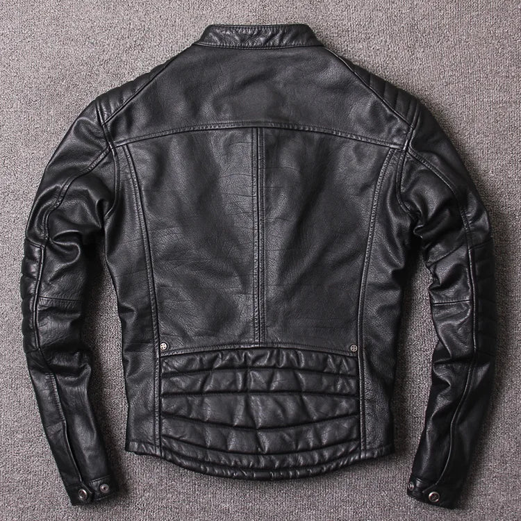 best Free shipping.Vintage style mens cowhide clothes,quality biker leather Jacket,fashion black genuine Leather coat.homme slim, shop online at M2K Trends for