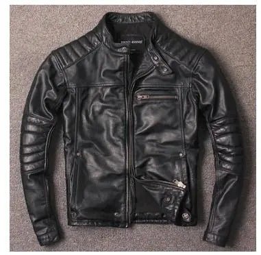 best Free shipping.Vintage style mens cowhide clothes,quality biker leather Jacket,fashion black genuine Leather coat.homme slim, shop online at M2K Trends for