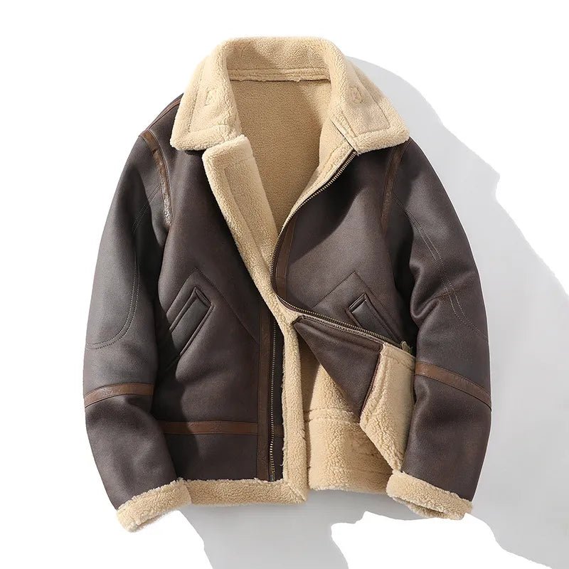 best Fur Men's Autumn Winter Thickening High-end Brand Leather Jacket / Plus Velvet Thickening Fashion Large Size Khaki Man PU Jacket shop online at M2K Trends for Jackets & Coats