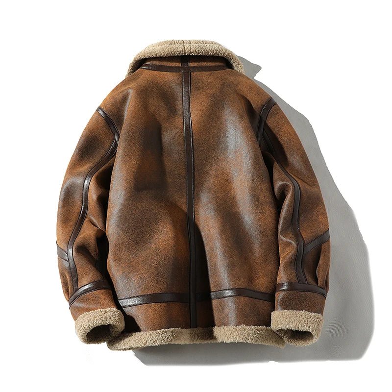 best Fur Men's Autumn Winter Thickening High-end Brand Leather Jacket / Plus Velvet Thickening Fashion Large Size Khaki Man PU Jacket shop online at M2K Trends for Jackets & Coats