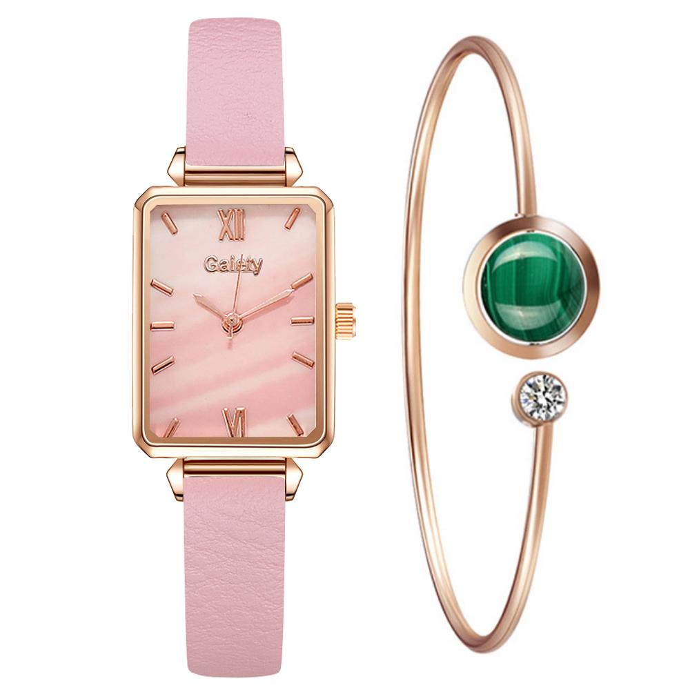 best Gaiety Brand Women Watches Fashion Square Ladies Quartz Watch Bracelet Set Green Dial Simple Rose Gold Mesh Luxury Women Watches Ladies watch shop online at M2K Trends for Watch