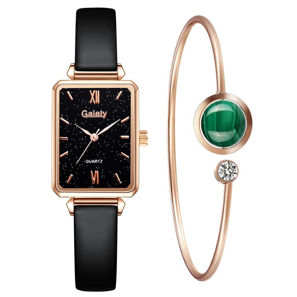 best Gaiety Brand Women Watches Fashion Square Ladies Quartz Watch Bracelet Set Green Dial Simple Rose Gold Mesh Luxury Women Watches Ladies watch shop online at M2K Trends for Watch