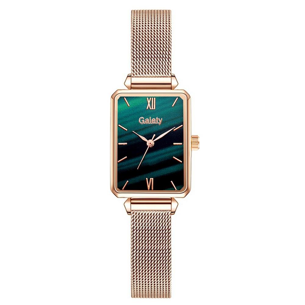 best Gaiety Brand Women Watches Fashion Square Ladies Quartz Watch Bracelet Set Green Dial Simple Rose Gold Mesh Luxury Women Watches Ladies watch shop online at M2K Trends for Watch