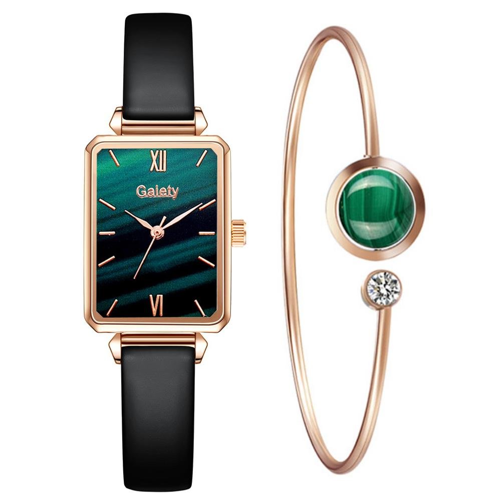 best Gaiety Brand Women Watches Fashion Square Ladies Quartz Watch Bracelet Set Green Dial Simple Rose Gold Mesh Luxury Women Watches Ladies watch shop online at M2K Trends for Watch