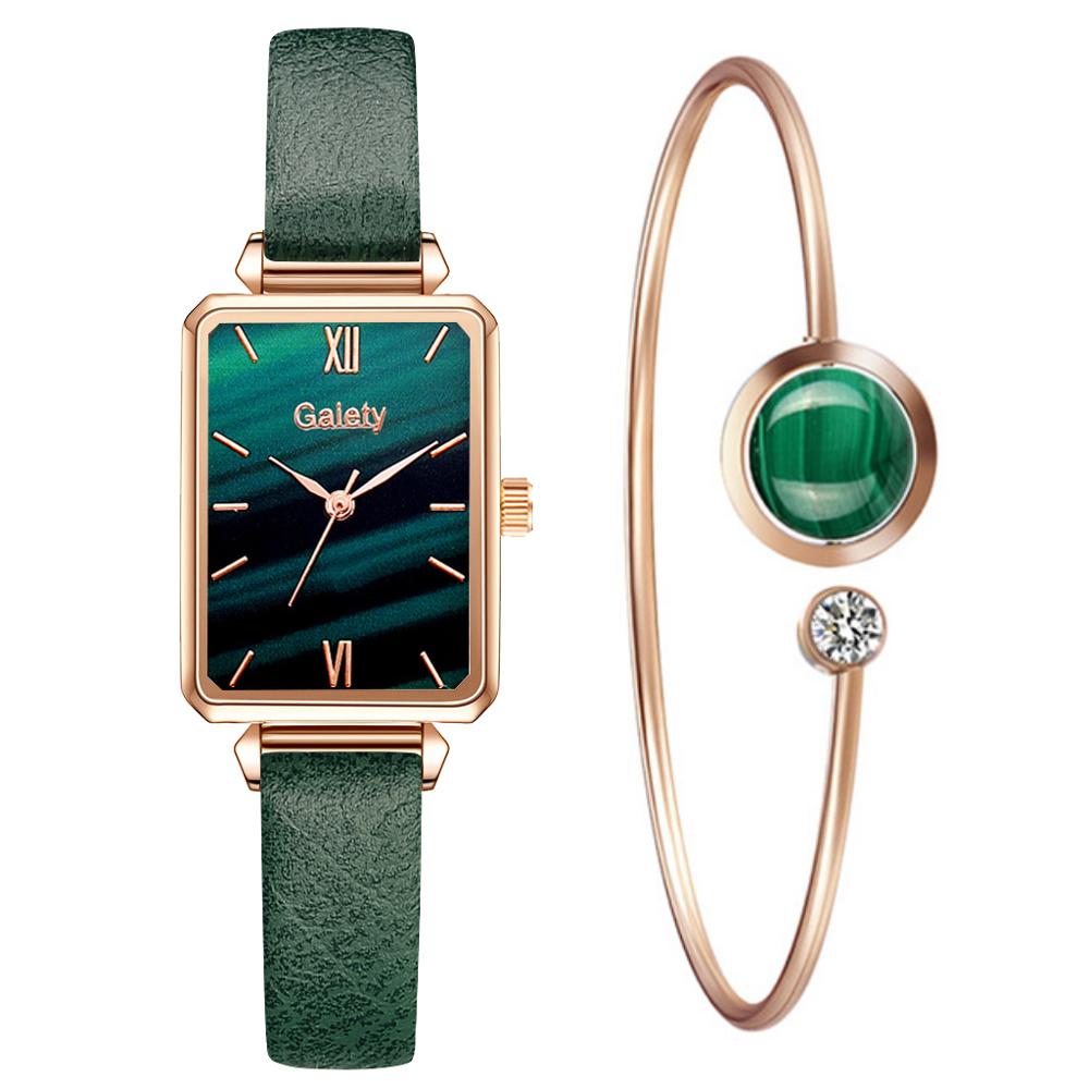 best Gaiety Brand Women Watches Fashion Square Ladies Quartz Watch Bracelet Set Green Dial Simple Rose Gold Mesh Luxury Women Watches Ladies watch shop online at M2K Trends for Watch