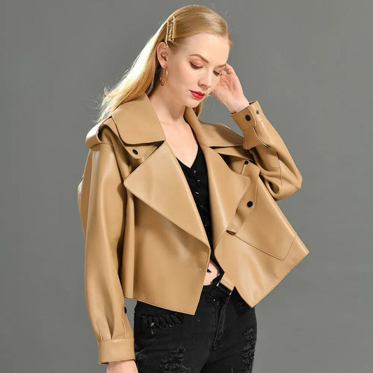 best Genuine Leather Jacket women real sheepskin leather coat 2019 spring new fashion real leather jacket shop online at M2K Trends for