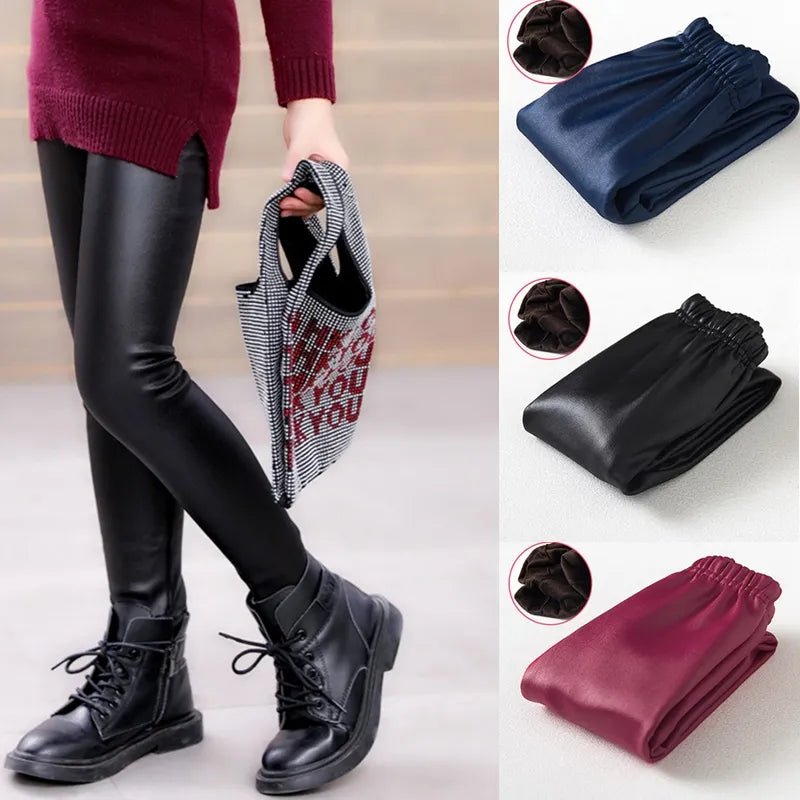 best Girls Autumn Winter Leggings Fashion PU Leather Pencil Pants Kids Girl Skinny Black Leather Leggings Warm Trousers for 3-12Yrs shop online at M2K Trends for