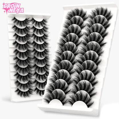 best GROINNEYA Lashes 5/10 Pairs 3D Faux Mink Lashes Fluffy Soft Wispy Volume Natural long False Eyelashes Reusable Eyelashs Makeup shop online at M2K Trends for