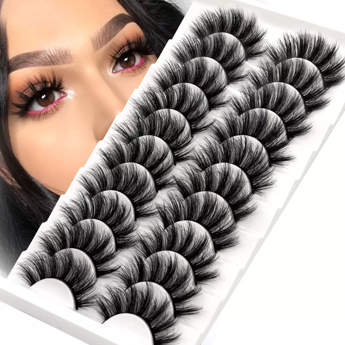 best GROINNEYA Lashes 5/10 Pairs 3D Faux Mink Lashes Fluffy Soft Wispy Volume Natural long False Eyelashes Reusable Eyelashs Makeup shop online at M2K Trends for