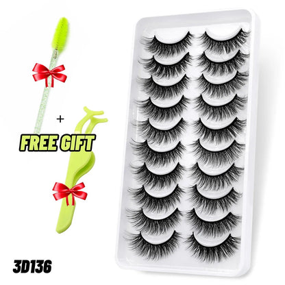 best GROINNEYA Lashes 5/10 Pairs 3D Faux Mink Lashes Fluffy Soft Wispy Volume Natural long False Eyelashes Reusable Eyelashs Makeup shop online at M2K Trends for