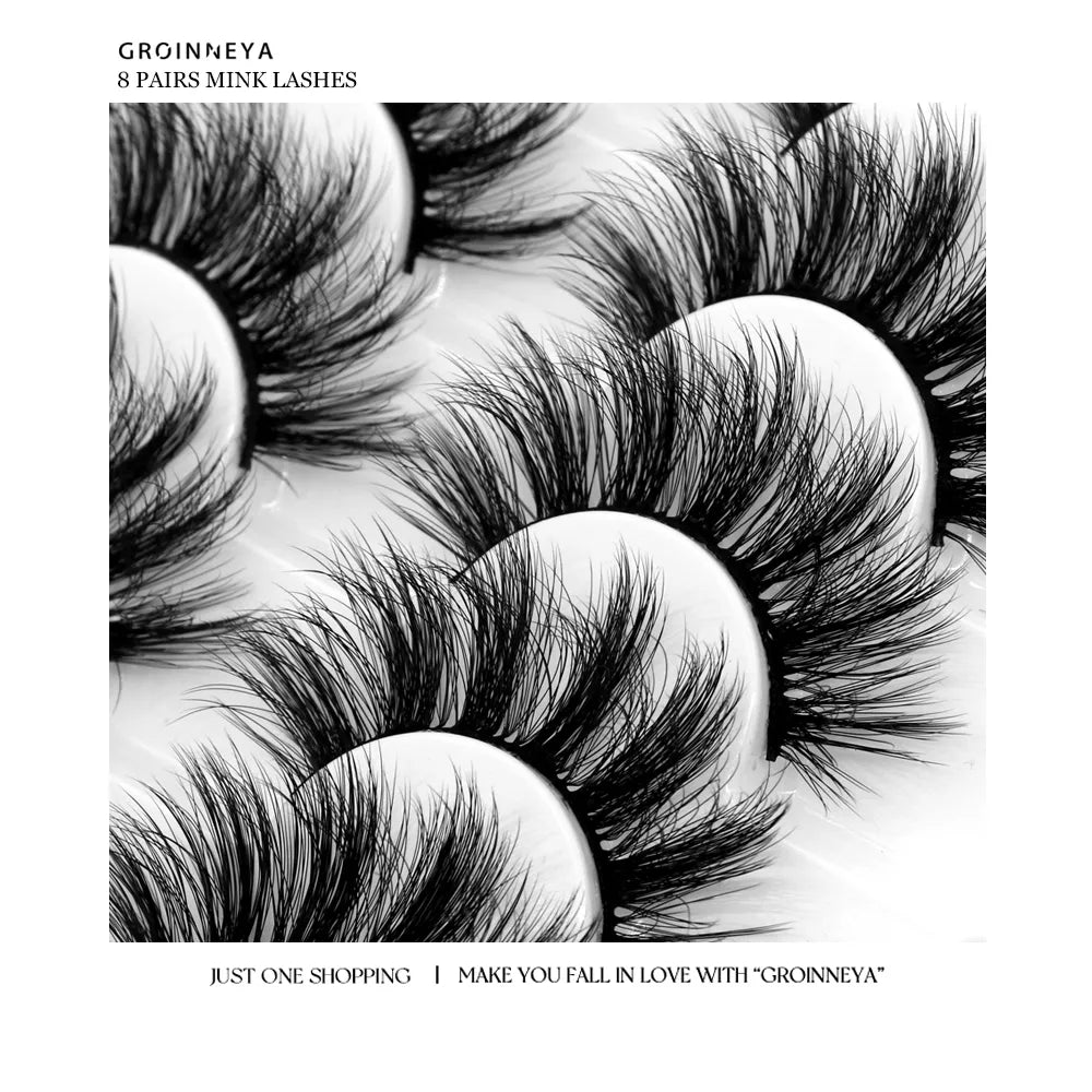 best GROINNEYA Lashes 5/10 Pairs 3D Faux Mink Lashes Fluffy Soft Wispy Volume Natural long False Eyelashes Reusable Eyelashs Makeup shop online at M2K Trends for