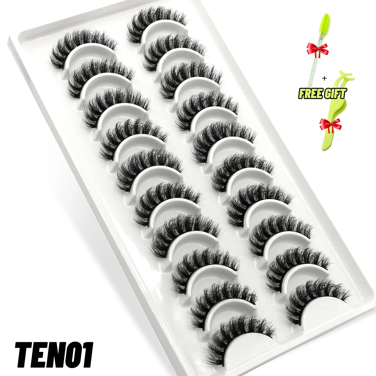 best GROINNEYA Lashes 5/10 Pairs 3D Faux Mink Lashes Fluffy Soft Wispy Volume Natural long False Eyelashes Reusable Eyelashs Makeup shop online at M2K Trends for