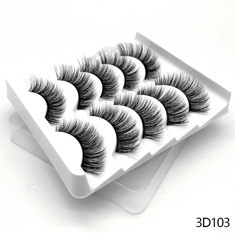 best GROINNEYA Lashes 5/10 Pairs 3D Faux Mink Lashes Fluffy Soft Wispy Volume Natural long False Eyelashes Reusable Eyelashs Makeup shop online at M2K Trends for