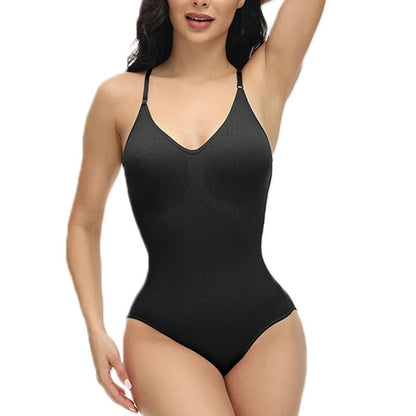 best GUUDIA V Neck Spaghetti Strap Bodysuits Compression Body Suits Open Crotch Shapewear Slimming Body Shaper Smooth Out Bodysuit 0 shop online at M2K Trends for