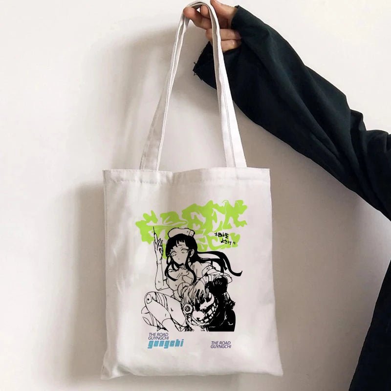 best Harajuku Anime Graphic Ladies Shopping Bag Handbags Kawaii Cloth Canvas Tote Bags Women Y2k Reusable Shoulder Shopper Bags сумка shop online at M2K Trends for