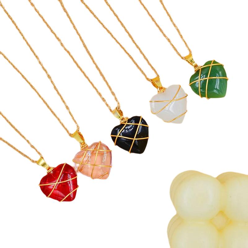 best Heart Necklace Women Love Crystal Stone Necklace Summer Accessories shop online at M2K Trends for gift