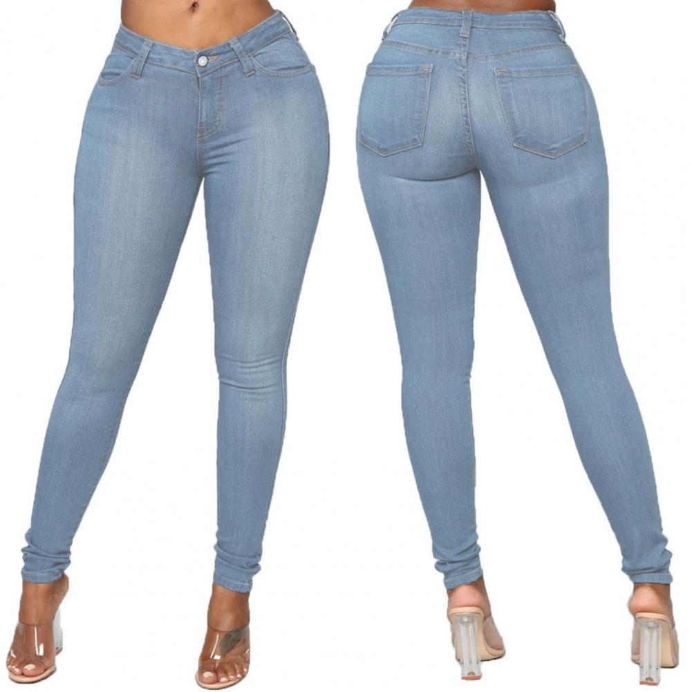 best High Elastic Women Jeans Button Zipper Fly Butt Pants shop online at M2K Trends for Bottoms