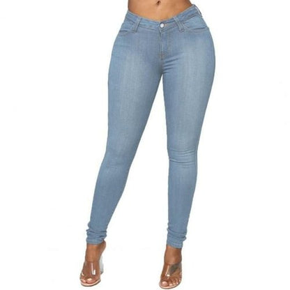 best High Elastic Women Jeans Button Zipper Fly Butt Pants shop online at M2K Trends for Bottoms