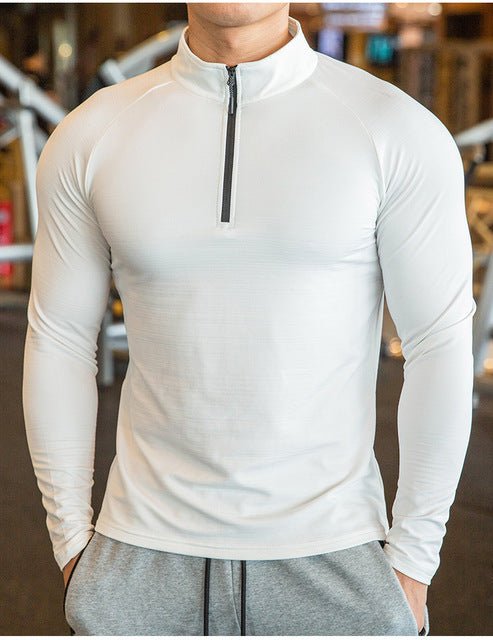 best High Quality Active Wear Quater Zip Up Sweatshirts Running Men's T-shirts Workout Sportswear Long Sleeve Tight Gym T Shirt Mens shirt shop online at M2K Trends for Men's T-shirts