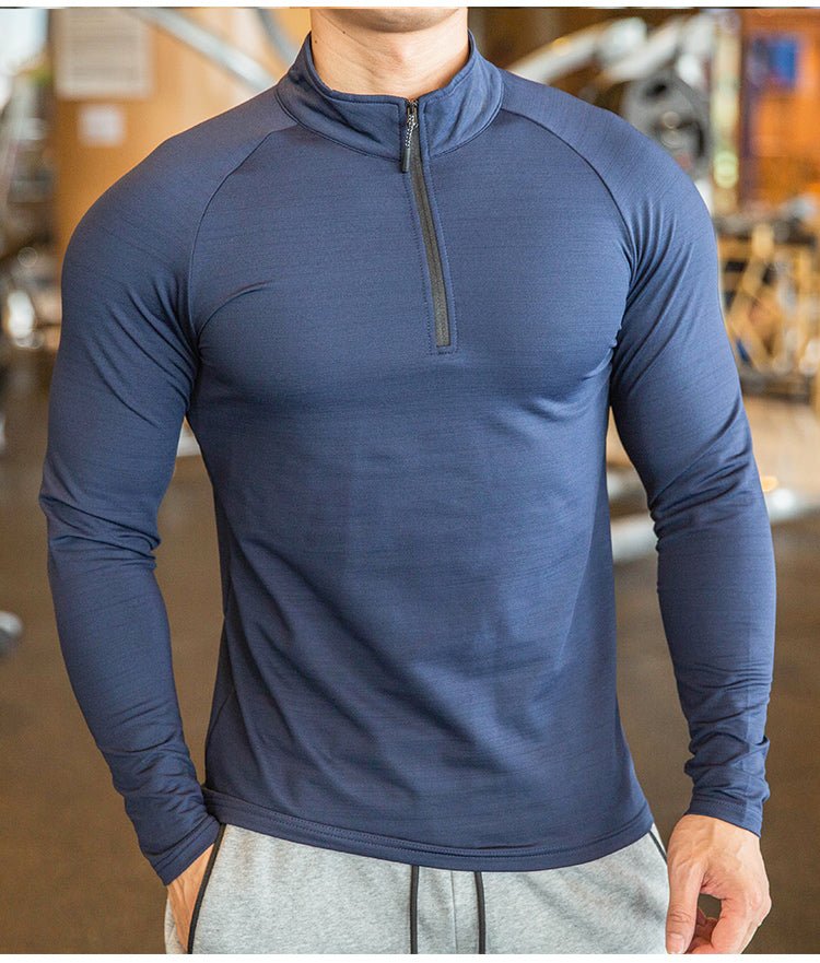 best High Quality Active Wear Quater Zip Up Sweatshirts Running Men's T-shirts Workout Sportswear Long Sleeve Tight Gym T Shirt Mens shirt shop online at M2K Trends for Men's T-shirts