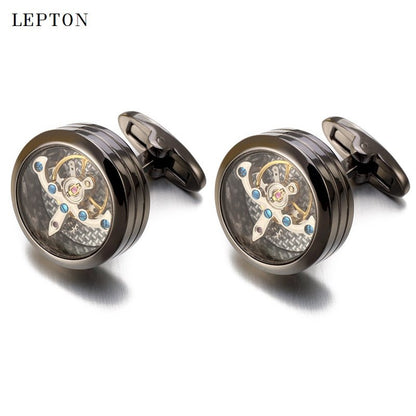 best High quality Movement Tourbillon Cufflinks For Mens Wedding Groom Mechanical Watch Steampunk Gear Cufflinks Relojes Gemelos 0 shop online at M2K Trends for