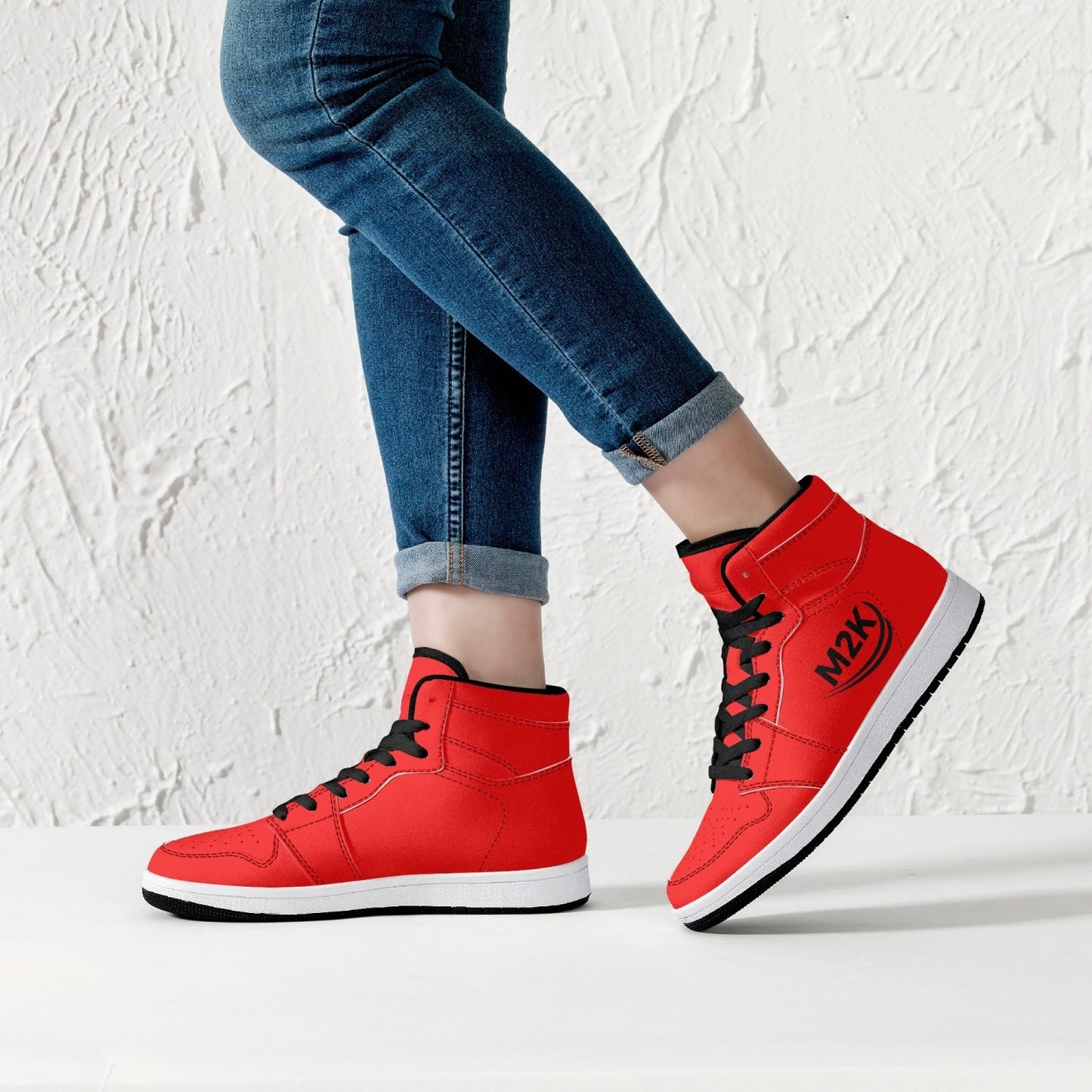 best High-Top Leather Sneakers/shoes Red ( black or white bottom) Bestsellers shop online at M2K Trends for fashion