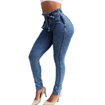 best High Waist Jeans For Women Slim Stretch Denim Jean Bodycon Tassel Belt Bandage Skinny Push Up Jeans Woman clothe 0 shop online at M2K Trends for