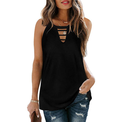 best Hollow Sleeveless Casual Vest Tshirt Women Clothing shop online at M2K Trends for