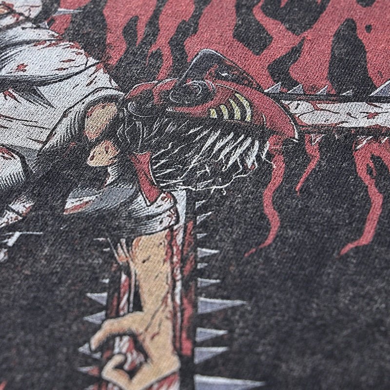 best Hot Anime Graphic T-shirt Chainsaw Man Vintage Washed Tshirt Men Oversized Hip Hop Streetwear Summer Harajuku Tops Cotton Tees 0 shop online at M2K Trends for