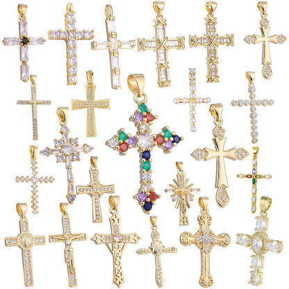 best Juya DIY 18K Real Gold Plated Wholesale Christian Cross Charms For Handmade Christmas Religious Rosary Pendant Jewelry Making Accessories shop online at M2K Trends for