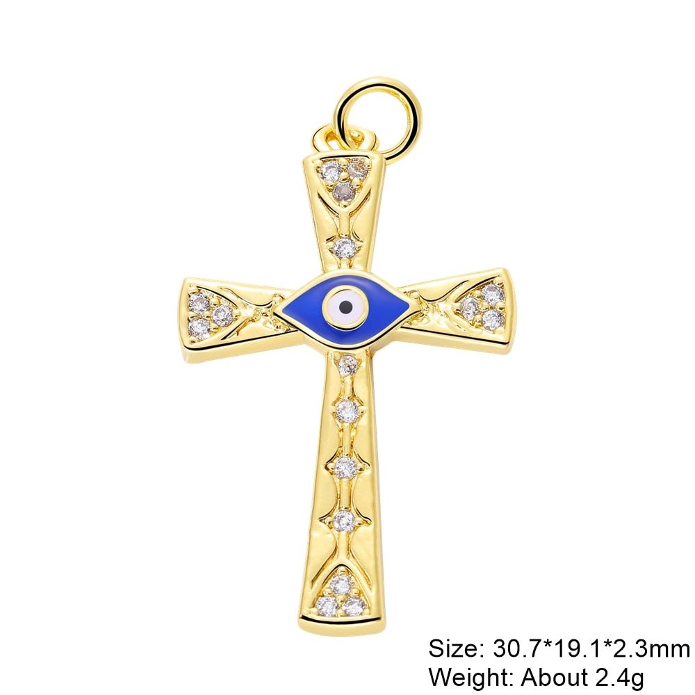 best Juya DIY 18K Real Gold Plated Wholesale Christian Cross Charms For Handmade Christmas Religious Rosary Pendant Jewelry Making Accessories shop online at M2K Trends for