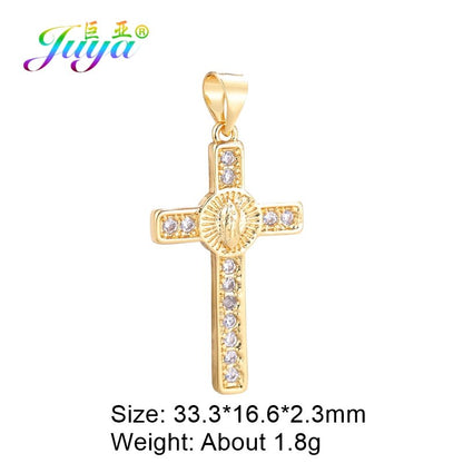 best Juya DIY 18K Real Gold Plated Wholesale Christian Cross Charms For Handmade Christmas Religious Rosary Pendant Jewelry Making Accessories shop online at M2K Trends for