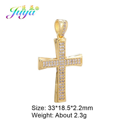 best Juya DIY 18K Real Gold Plated Wholesale Christian Cross Charms For Handmade Christmas Religious Rosary Pendant Jewelry Making Accessories shop online at M2K Trends for