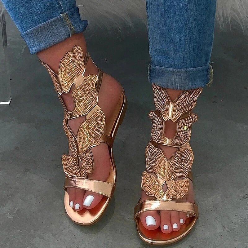 best KAMUCC Rhinestone Women Summer New Soft-slip Non-slip Sandals Foam Sole Durable Butterfly Sandals Ladies Outdoor Beach Sandals 0 shop online at M2K Trends for