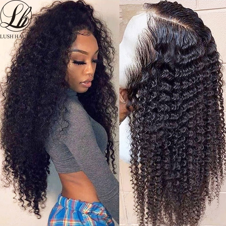 best Kinky Curly Lace Front Synthetic Wig 180% Density Natural Black Soft Other shop online at M2K Trends for