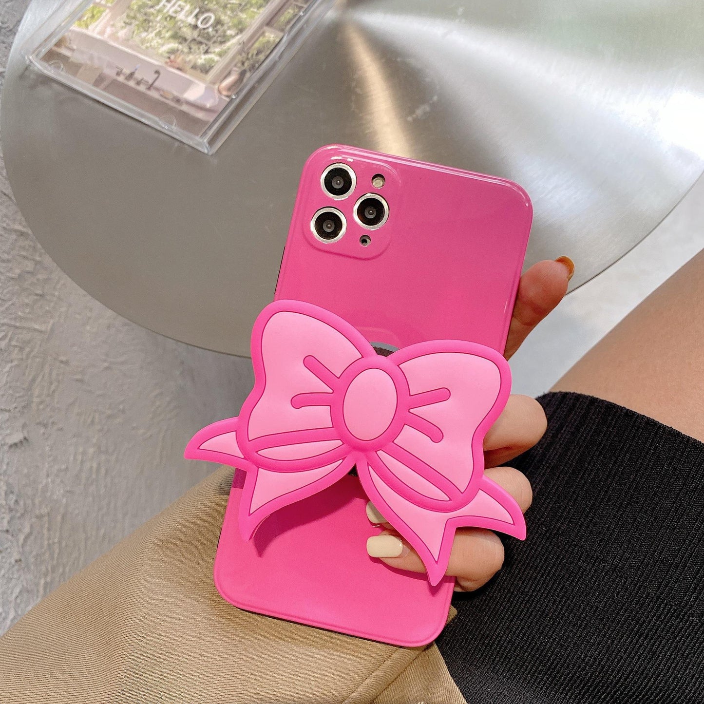 best Korea Ins Pink Bow Personality Stand Phone Case 0 shop online at M2K Trends for